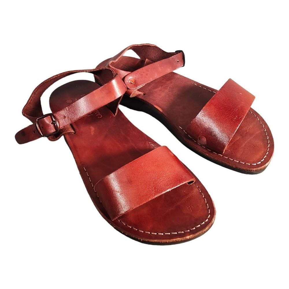 Camel Sandals Red Burgundy Men's 11 Leather Ankle Strap 44